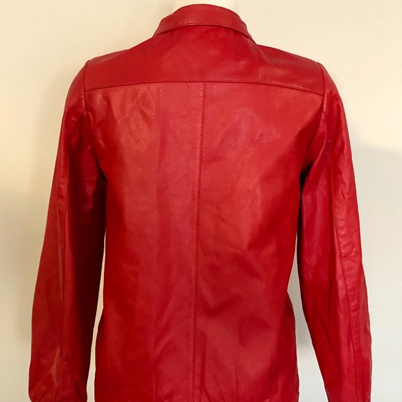 Vintage 'Eaton' Cherry-Red Leather Bomber Jacket - Picture 8 of 14